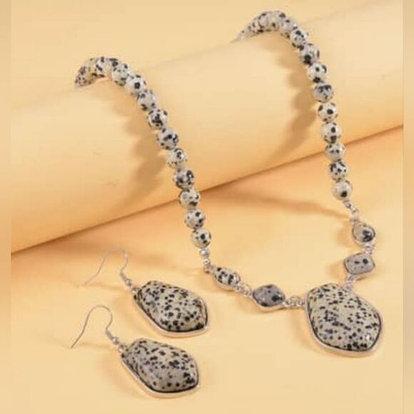 Dalmatian Jasper Earrings and Pendant Necklace - Picture 4 of 15